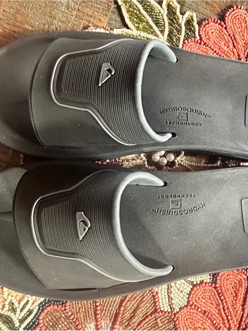 NEW Quiksilver Mathodic Hydroshock Men’s 10 Black Slides Water Sandals w/ Logo
